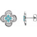 Ladies Natural Blue Zircon Natural Diamond Clover Earrings — Sterling Silver