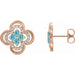 Ladies Natural Blue Zircon Natural Diamond Clover Earrings — 14K Rose Gold