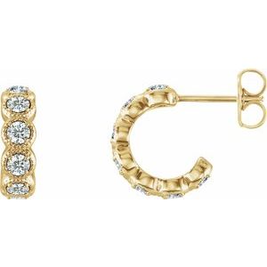 Ladies Natural Diamond Hoop Earrings (I1, G-H) — 14K Yellow Gold
