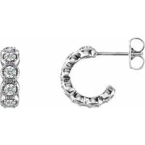 Ladies Natural Diamond Hoop Earrings (SI2-SI3, G-H) — Platinum