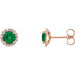 Ladies 3 mm Natural Emerald Natural Diamond Earrings — 14K Rose Gold