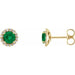 Ladies 3 mm Natural Emerald Natural Diamond Earrings — 14K Yellow Gold