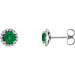 Ladies 3 mm Natural Emerald Natural Diamond Earrings — Sterling Silver