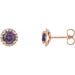 Ladies 3.5 mm Natural Alexandrite Natural Diamond Earrings — 14K Rose Gold