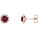 Ladies 3 mm Natural Ruby Natural Diamond Earrings — 14K Rose Gold