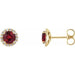 Ladies 3 mm Natural Ruby Natural Diamond Earrings — 14K Yellow Gold