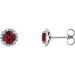 Ladies 3 mm Natural Ruby Natural Diamond Earrings — Sterling Silver