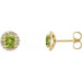 Ladies 3 mm Natural Peridot Natural Diamond Earrings — 14K Yellow Gold
