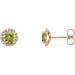 Ladies 3 mm Natural Peridot Natural Diamond Earrings — 14K Rose Gold