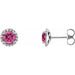 Ladies 3 mm Natural Pink Tourmaline Natural Diamond Earrings — Sterling Silver