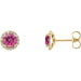 Ladies 3 mm Natural Pink Tourmaline Natural Diamond Earrings — 14K Yellow Gold