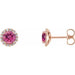 Ladies 3 mm Natural Pink Tourmaline Natural Diamond Earrings — 14K Rose Gold