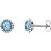 Ladies 3 mm Natural Aquamarine Natural Diamond Earrings — Sterling Silver