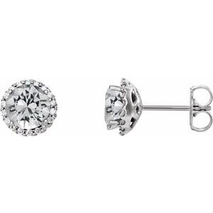 Ladies Natural Diamond Earrings — Sterling Silver
