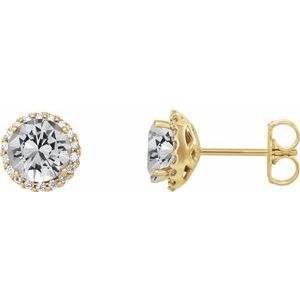 Ladies Natural Diamond Earrings — 14K Yellow Gold