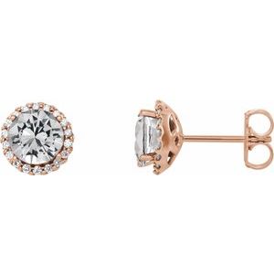 Ladies Natural Diamond Earrings — 14K Rose Gold