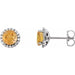 Ladies 3 mm Natural Citrine Natural Diamond Earrings — Sterling Silver