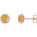 Ladies 3 mm Natural Citrine Natural Diamond Earrings — 14K Rose Gold