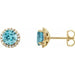 Ladies 3 mm Natural Blue Zircon Natural Diamond Earrings — 14K Yellow Gold
