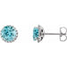 Ladies 3 mm Natural Blue Zircon Natural Diamond Earrings — Sterling Silver