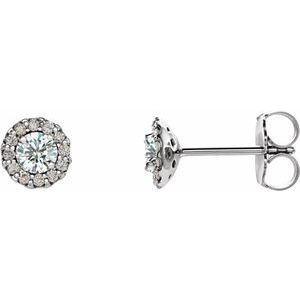 Ladies Natural Diamond Earrings — 14K White Gold