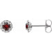 Ladies 3 mm Natural Mozambique Garnet Natural Diamond Earrings — Sterling Silver