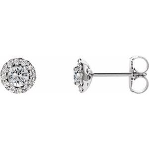 Ladies 3 mm Natural White Sapphire Natural Diamond Earrings — Sterling Silver