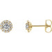 Ladies 3 mm Natural White Sapphire Natural Diamond Earrings — 14K Yellow Gold