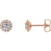 Ladies 3 mm Natural White Sapphire Natural Diamond Earrings — 14K Rose Gold