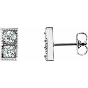 Ladies Natural Diamond Two-Stone Earrings — Sterling Silver