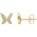 Ladies Natural Diamond Butterfly Youth Earrings — 14K Yellow Gold