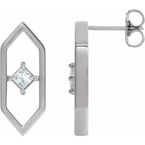 Ladies Natural Diamond Geometric Earrings — Sterling Silver