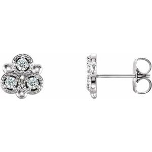 Ladies Natural Diamond Earrings — Sterling Silver