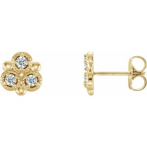 Ladies Natural Diamond Earrings — 14K Yellow Gold