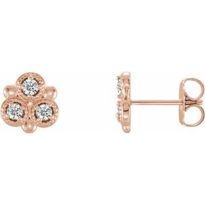 Ladies Natural Diamond Earrings — 14K Rose Gold