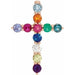 Ladies Natural Multi-Gemstone Natural Diamond Cross Necklace (I1, G-H) — 14K Rose Gold