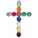 Ladies Natural Multi-Gemstone Natural Diamond Cross Necklace (I1, G-H) — 14K Yellow Gold