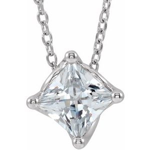 Ladies Natural Diamond Solitaire Necklace (Si2-Si3, G-H) — Platinum