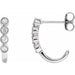 Ladies Natural Diamond J-Hoop Earrings (I1, H+) — 14K White Gold