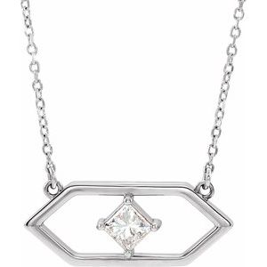 Ladies Natural Diamond Geometric Necklace (I1, Ghi) — Sterling Silver