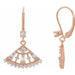 Ladies Natural Diamond Fan Earrings — 14K Rose Gold