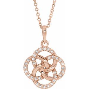 Ladies Natural Diamond Five-Fold Celtic-Inspired Necklace (I1, G-H) — 14K Rose Gold