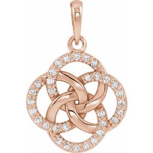 Ladies Natural Diamond Five-Fold Celtic-Inspired Pendant (I1, G-H) — 14K Rose Gold
