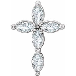 Ladies Natural Diamond Cross Pendant (I1, Ghi) — Sterling Silver