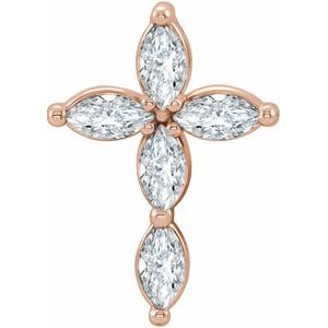 Ladies Natural Diamond Cross Pendant (I1, Ghi) — 14K Rose Gold