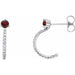 Ladies Natural Mozambique Garnet Natural Diamond J-Hoop Earrings (SI2-SI3, G-H) — Platinum