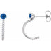 Ladies Natural Blue Sapphire Natural Diamond J-Hoop Earrings (I1, G-H) — Sterling Silver