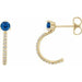 Ladies Natural Blue Sapphire Natural Diamond J-Hoop Earrings (I1, G-H) — 14K Yellow Gold