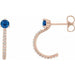 Ladies Natural Blue Sapphire Natural Diamond J-Hoop Earrings (I1, G-H) — 14K Rose Gold