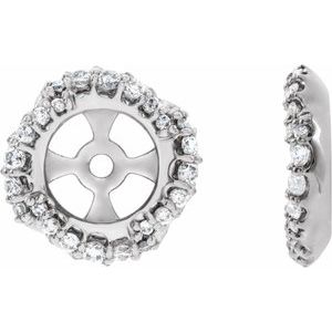 Ladies Natural Diamond Halo-Style Earring Jackets — 14K White Gold